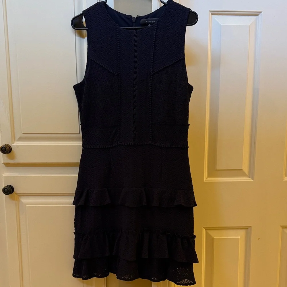 Adelyn Rae Navy Ruffle Dress - Picture 1 of 6